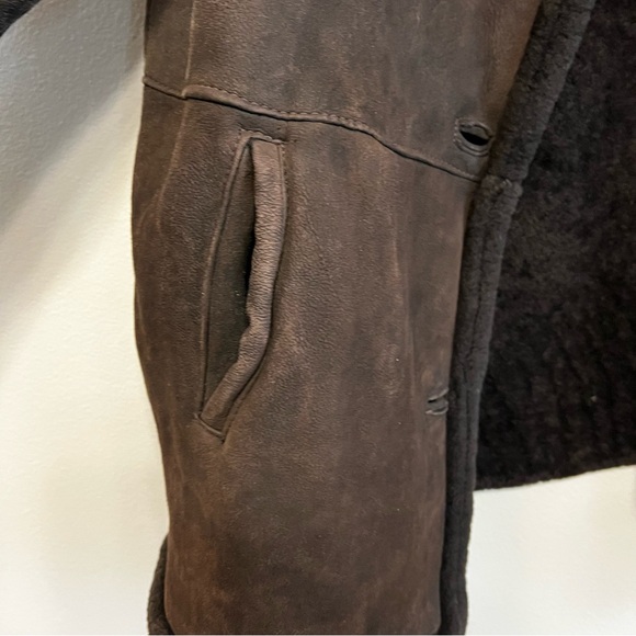 BLUE DUCK Brown Shearling Sheepskin Coat Women’s XL VTG Button Up - Picture 6 of 13